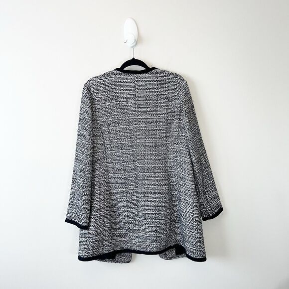 Talbots Textured Tweed Open Front Cardigan Jacket Black White Women’s Size Large - Picture 5 of 10